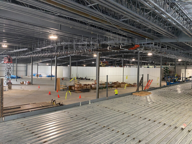 Existing warehouse being retrofitted for a cannabis facility